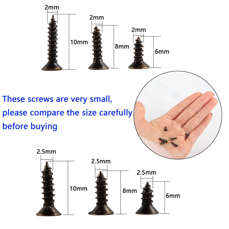newlng 1200pcs Small Screws Phillips Flat Head Cross Self Tapping Tiny Screw Cabinet Electronic Accessories Screw Multifunctional DIY Micro Woodworking Screws Set Bronze - Image 2